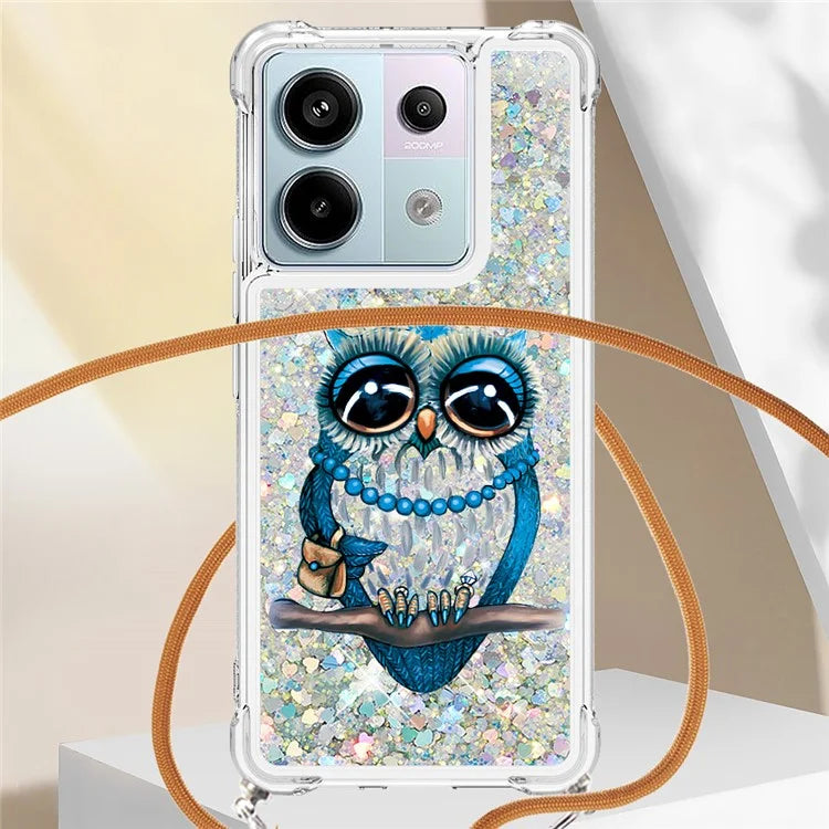 YB Quicksand Series-5 For Xiaomi Redmi Note 13 Pro 5G / Poco X6 5G Case Pattern Printing TPU Phone Cover with Lanyard