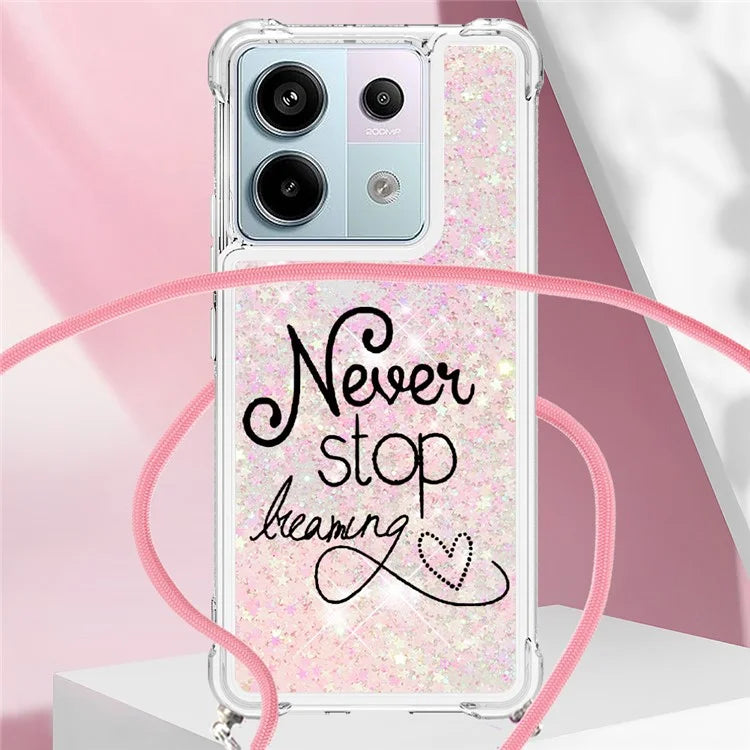 YB Quicksand Series-5 For Xiaomi Redmi Note 13 Pro 5G / Poco X6 5G Case Pattern Printing TPU Phone Cover with Lanyard