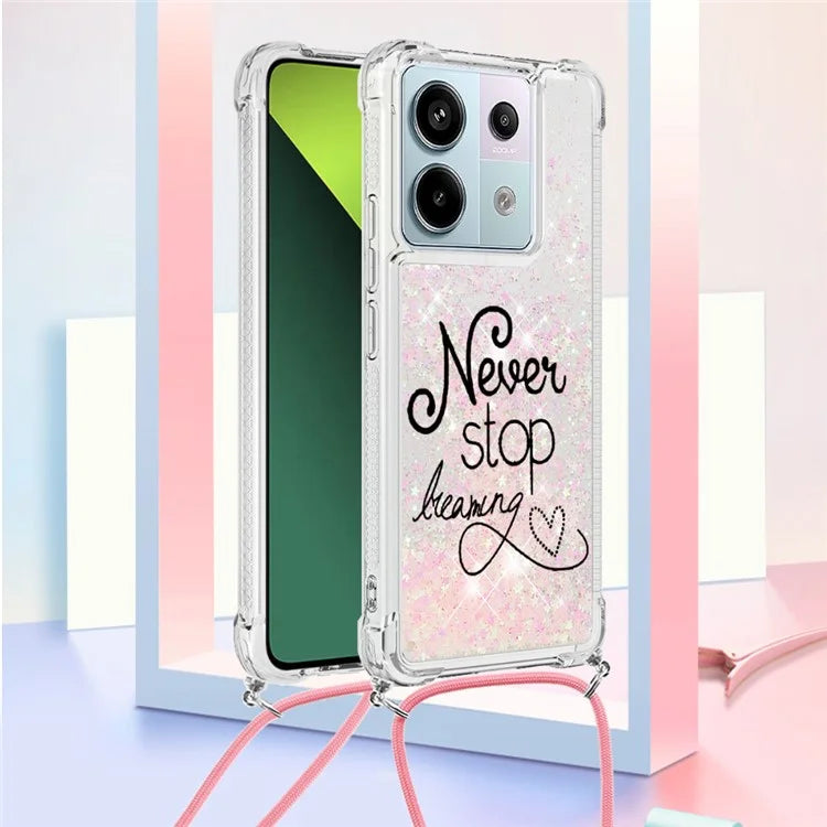YB Quicksand Series-5 For Xiaomi Redmi Note 13 Pro 5G / Poco X6 5G Case Pattern Printing TPU Phone Cover with Lanyard