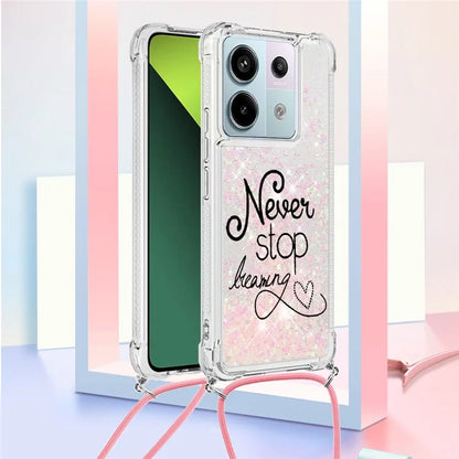 YB Quicksand Series-5 For Xiaomi Redmi Note 13 Pro 5G / Poco X6 5G Case Pattern Printing TPU Phone Cover with Lanyard
