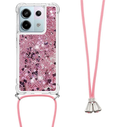 YB Quicksand Series-4 For Xiaomi Redmi Note 13 Pro 5G / Poco X6 5G TPU Case Sequins Phone Cover with Lanyard