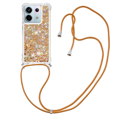 YB Quicksand Series-4 For Xiaomi Redmi Note 13 Pro 5G / Poco X6 5G TPU Case Sequins Phone Cover with Lanyard