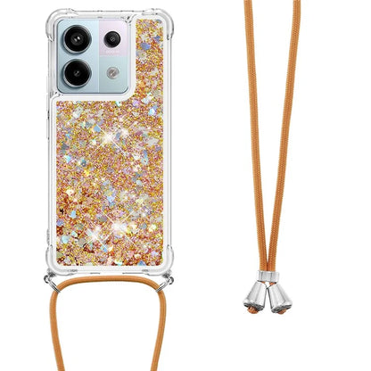 YB Quicksand Series-4 For Xiaomi Redmi Note 13 Pro 5G / Poco X6 5G TPU Case Sequins Phone Cover with Lanyard