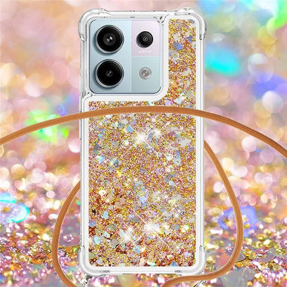 YB Quicksand Series-4 For Xiaomi Redmi Note 13 Pro 5G / Poco X6 5G TPU Case Sequins Phone Cover with Lanyard