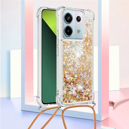 YB Quicksand Series-4 For Xiaomi Redmi Note 13 Pro 5G / Poco X6 5G TPU Case Sequins Phone Cover with Lanyard