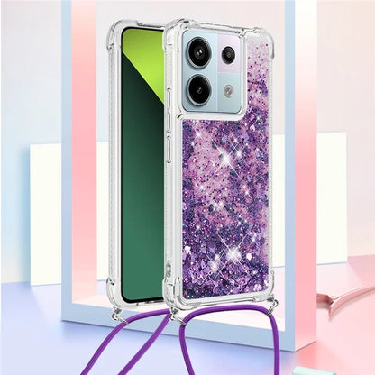 YB Quicksand Series-4 For Xiaomi Redmi Note 13 Pro 5G / Poco X6 5G TPU Case Sequins Phone Cover with Lanyard