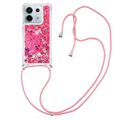 YB Quicksand Series-4 For Xiaomi Redmi Note 13 Pro 5G / Poco X6 5G TPU Case Sequins Phone Cover with Lanyard