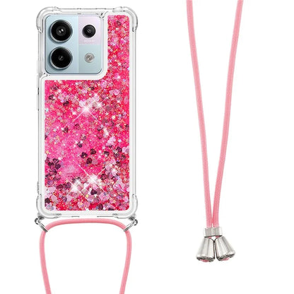 YB Quicksand Series-4 For Xiaomi Redmi Note 13 Pro 5G / Poco X6 5G TPU Case Sequins Phone Cover with Lanyard