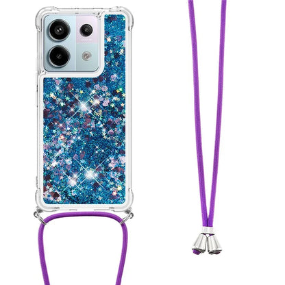 YB Quicksand Series-4 For Xiaomi Redmi Note 13 Pro 5G / Poco X6 5G TPU Case Sequins Phone Cover with Lanyard