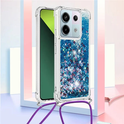 YB Quicksand Series-4 For Xiaomi Redmi Note 13 Pro 5G / Poco X6 5G TPU Case Sequins Phone Cover with Lanyard