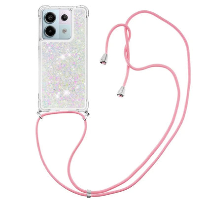 YB Quicksand Series-4 For Xiaomi Redmi Note 13 Pro 5G / Poco X6 5G TPU Case Sequins Phone Cover with Lanyard