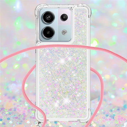 YB Quicksand Series-4 For Xiaomi Redmi Note 13 Pro 5G / Poco X6 5G TPU Case Sequins Phone Cover with Lanyard
