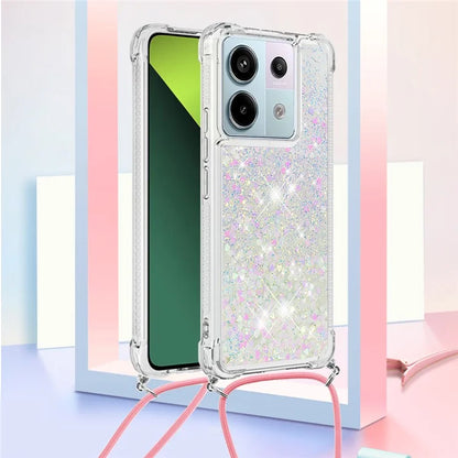 YB Quicksand Series-4 For Xiaomi Redmi Note 13 Pro 5G / Poco X6 5G TPU Case Sequins Phone Cover with Lanyard