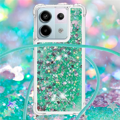 YB Quicksand Series-4 For Xiaomi Redmi Note 13 Pro 5G / Poco X6 5G TPU Case Sequins Phone Cover with Lanyard
