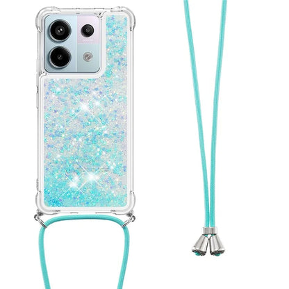 YB Quicksand Series-4 For Xiaomi Redmi Note 13 Pro 5G / Poco X6 5G TPU Case Sequins Phone Cover with Lanyard
