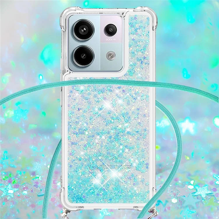 YB Quicksand Series-4 For Xiaomi Redmi Note 13 Pro 5G / Poco X6 5G TPU Case Sequins Phone Cover with Lanyard