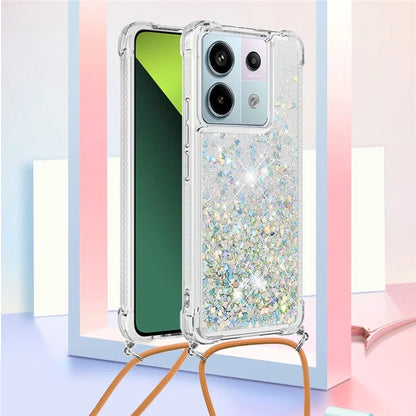 YB Quicksand Series-4 For Xiaomi Redmi Note 13 Pro 5G / Poco X6 5G TPU Case Sequins Phone Cover with Lanyard