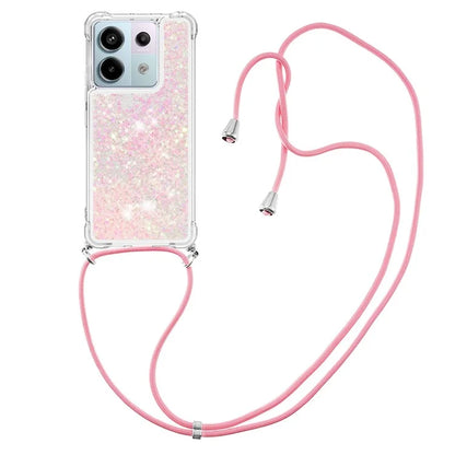 YB Quicksand Series-4 For Xiaomi Redmi Note 13 Pro 5G / Poco X6 5G TPU Case Sequins Phone Cover with Lanyard