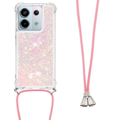 YB Quicksand Series-4 For Xiaomi Redmi Note 13 Pro 5G / Poco X6 5G TPU Case Sequins Phone Cover with Lanyard