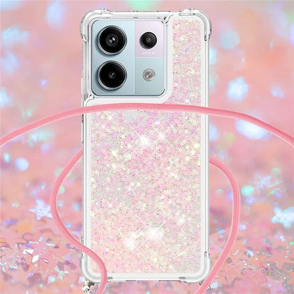 YB Quicksand Series-4 For Xiaomi Redmi Note 13 Pro 5G / Poco X6 5G TPU Case Sequins Phone Cover with Lanyard