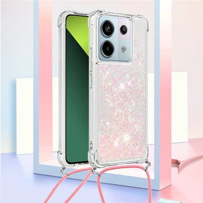 YB Quicksand Series-4 For Xiaomi Redmi Note 13 Pro 5G / Poco X6 5G TPU Case Sequins Phone Cover with Lanyard