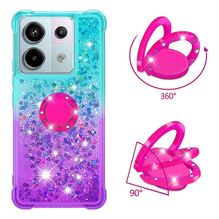 YB Quicksand Series-8 For Xiaomi Redmi Note 13 Pro 5G / Poco X6 5G Kickstand Case Quicksand Phone Cover