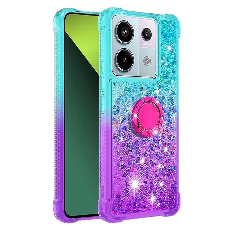YB Quicksand Series-8 For Xiaomi Redmi Note 13 Pro 5G / Poco X6 5G Kickstand Case Quicksand Phone Cover