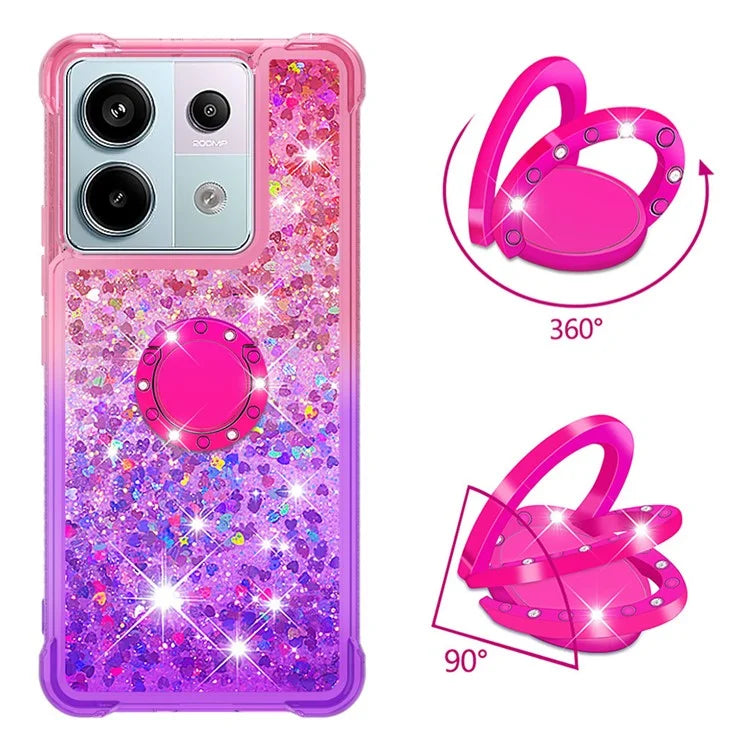 YB Quicksand Series-8 For Xiaomi Redmi Note 13 Pro 5G / Poco X6 5G Kickstand Case Quicksand Phone Cover