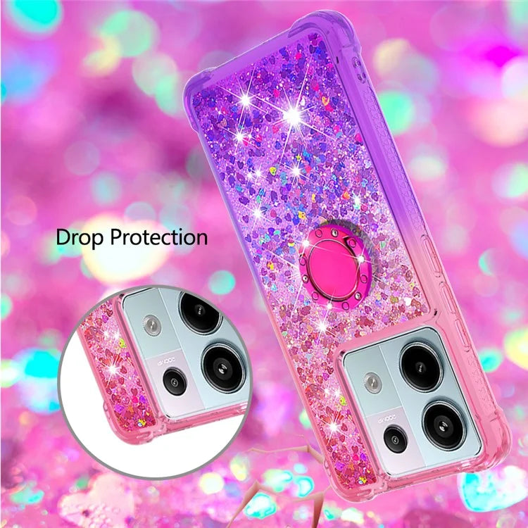 YB Quicksand Series-8 For Xiaomi Redmi Note 13 Pro 5G / Poco X6 5G Kickstand Case Quicksand Phone Cover