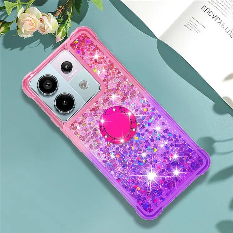 YB Quicksand Series-8 For Xiaomi Redmi Note 13 Pro 5G / Poco X6 5G Kickstand Case Quicksand Phone Cover