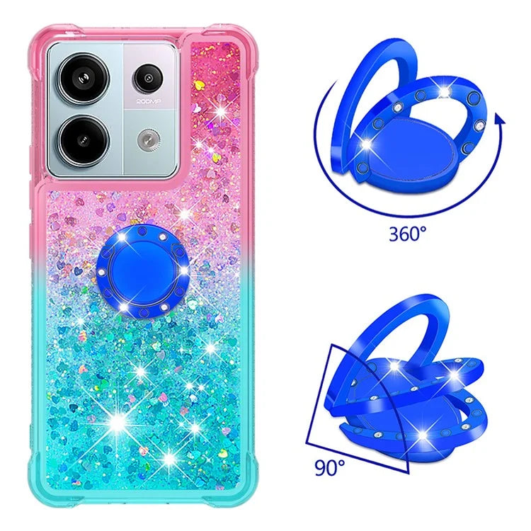 YB Quicksand Series-8 For Xiaomi Redmi Note 13 Pro 5G / Poco X6 5G Kickstand Case Quicksand Phone Cover