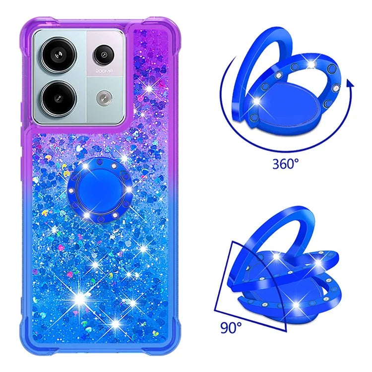 YB Quicksand Series-8 For Xiaomi Redmi Note 13 Pro 5G / Poco X6 5G Kickstand Case Quicksand Phone Cover