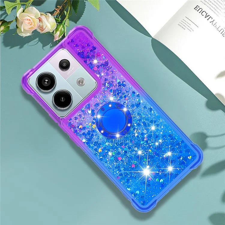 YB Quicksand Series-8 For Xiaomi Redmi Note 13 Pro 5G / Poco X6 5G Kickstand Case Quicksand Phone Cover