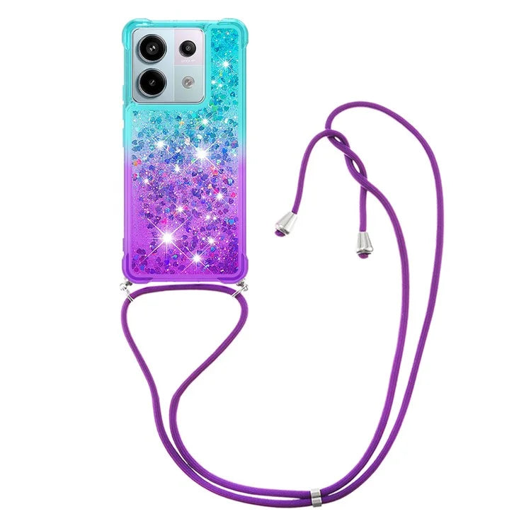 YB Quicksand Series-6 for Xiaomi Redmi Note 13 Pro 5G / Poco X6 5G Phone Case TPU Phone Cover with Lanyard