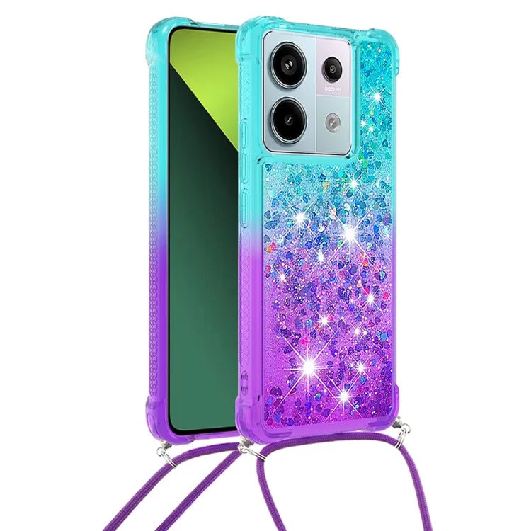 YB Quicksand Series-6 for Xiaomi Redmi Note 13 Pro 5G / Poco X6 5G Phone Case TPU Phone Cover with Lanyard