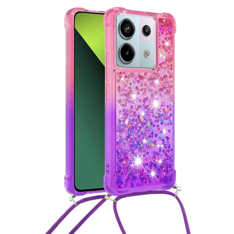 YB Quicksand Series-6 for Xiaomi Redmi Note 13 Pro 5G / Poco X6 5G Phone Case TPU Phone Cover with Lanyard