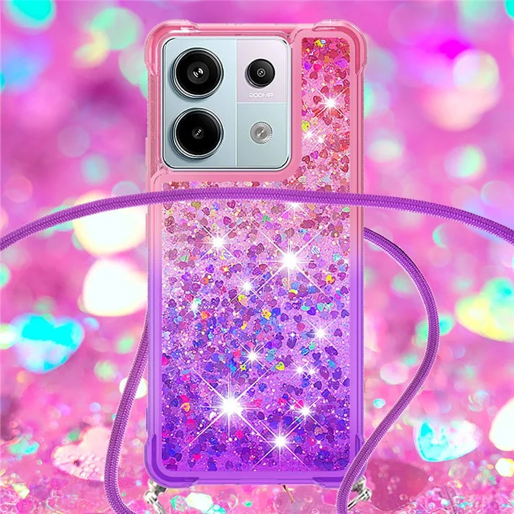YB Quicksand Series-6 for Xiaomi Redmi Note 13 Pro 5G / Poco X6 5G Phone Case TPU Phone Cover with Lanyard