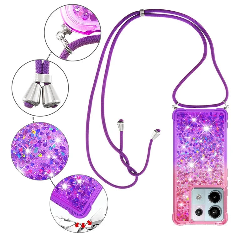 YB Quicksand Series-6 for Xiaomi Redmi Note 13 Pro 5G / Poco X6 5G Phone Case TPU Phone Cover with Lanyard
