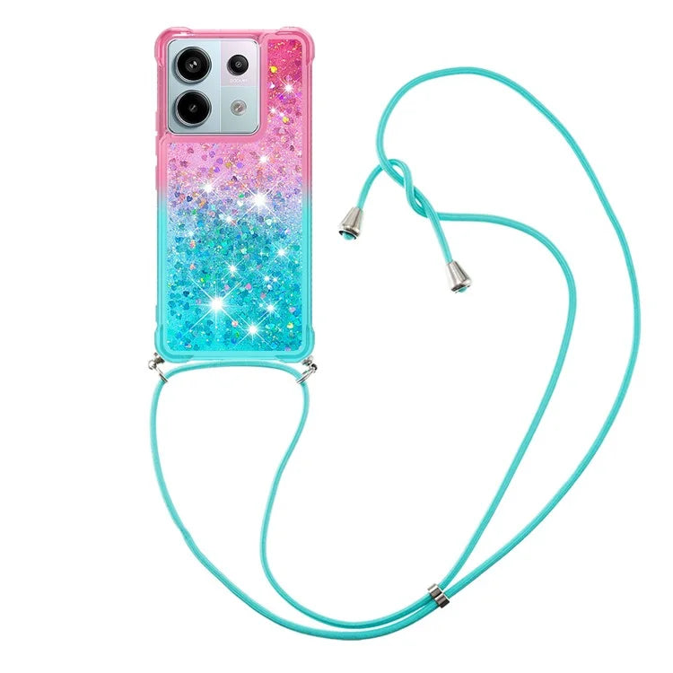 YB Quicksand Series-6 for Xiaomi Redmi Note 13 Pro 5G / Poco X6 5G Phone Case TPU Phone Cover with Lanyard