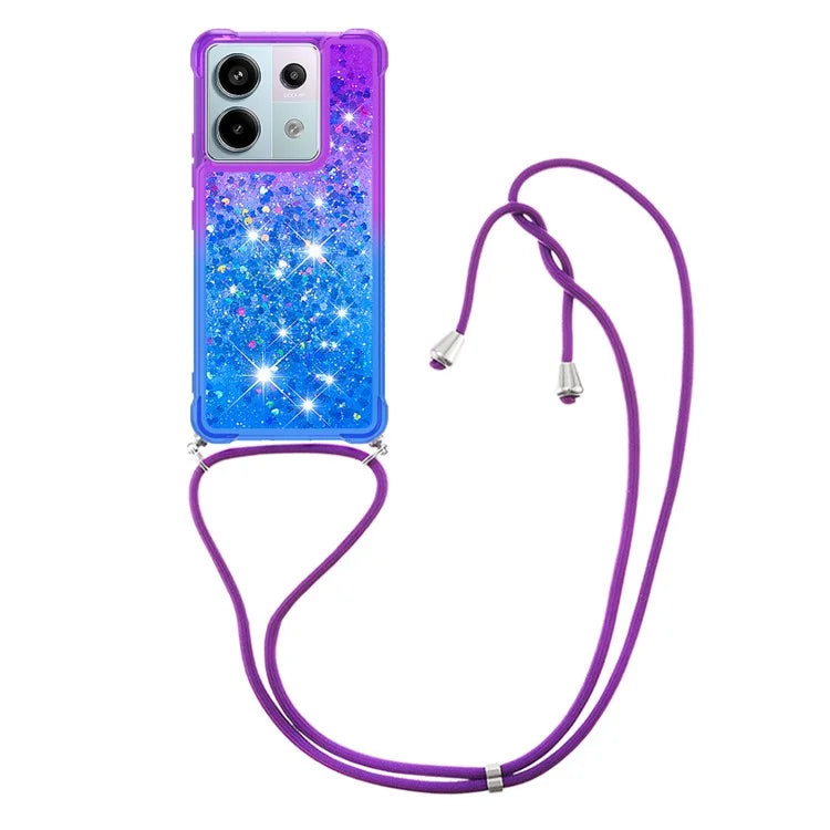 YB Quicksand Series-6 for Xiaomi Redmi Note 13 Pro 5G / Poco X6 5G Phone Case TPU Phone Cover with Lanyard