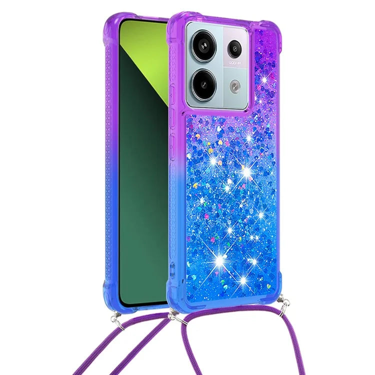 YB Quicksand Series-6 for Xiaomi Redmi Note 13 Pro 5G / Poco X6 5G Phone Case TPU Phone Cover with Lanyard