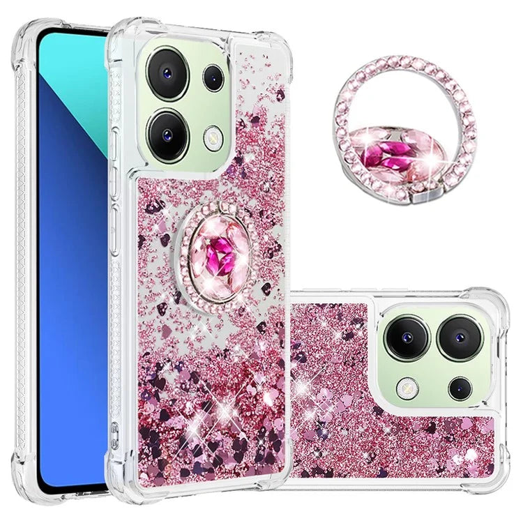 YB Quicksand Series-7 TPU Phone Case for Xiaomi Redmi Note 13 4G Kickstand Cover
