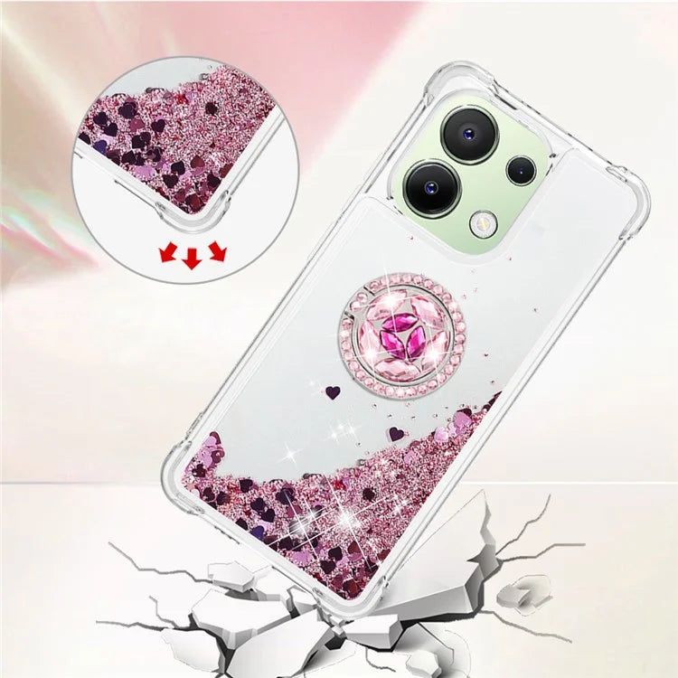YB Quicksand Series-7 TPU Phone Case for Xiaomi Redmi Note 13 4G Kickstand Cover