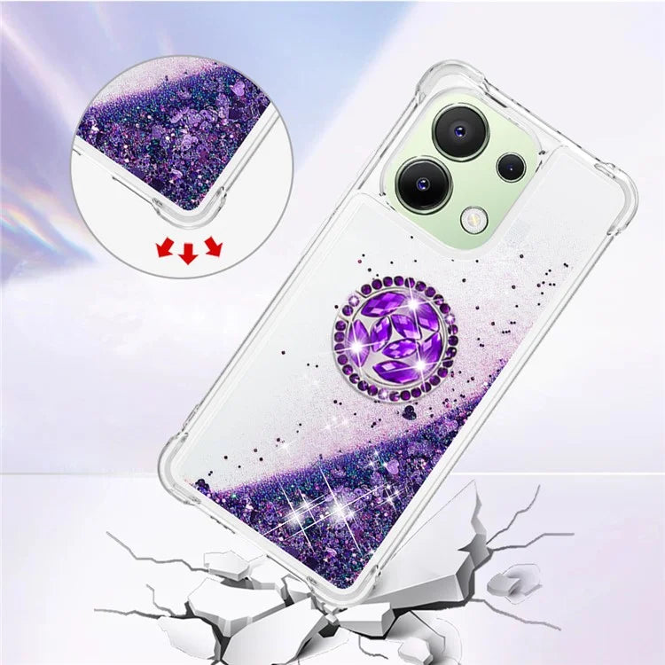 YB Quicksand Series-7 TPU Phone Case for Xiaomi Redmi Note 13 4G Kickstand Cover