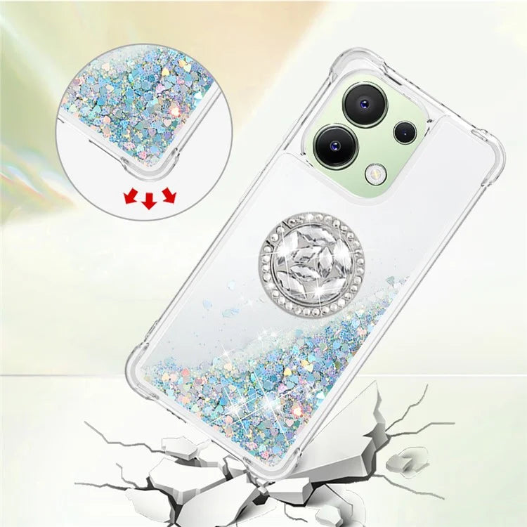 YB Quicksand Series-7 TPU Phone Case for Xiaomi Redmi Note 13 4G Kickstand Cover