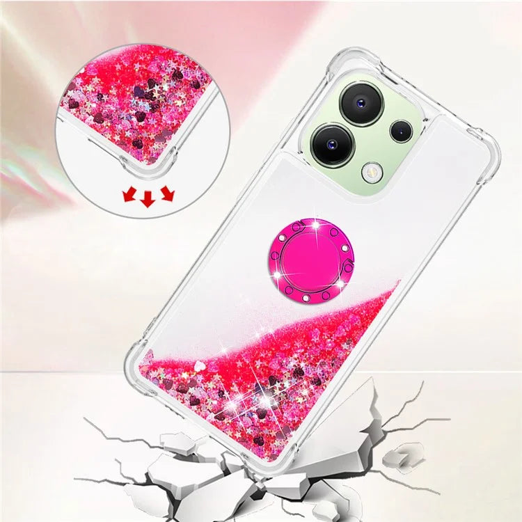 YB Quicksand Series-7 TPU Phone Case for Xiaomi Redmi Note 13 4G Kickstand Cover