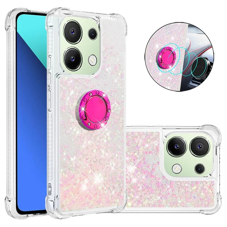 YB Quicksand Series-7 TPU Phone Case for Xiaomi Redmi Note 13 4G Kickstand Cover