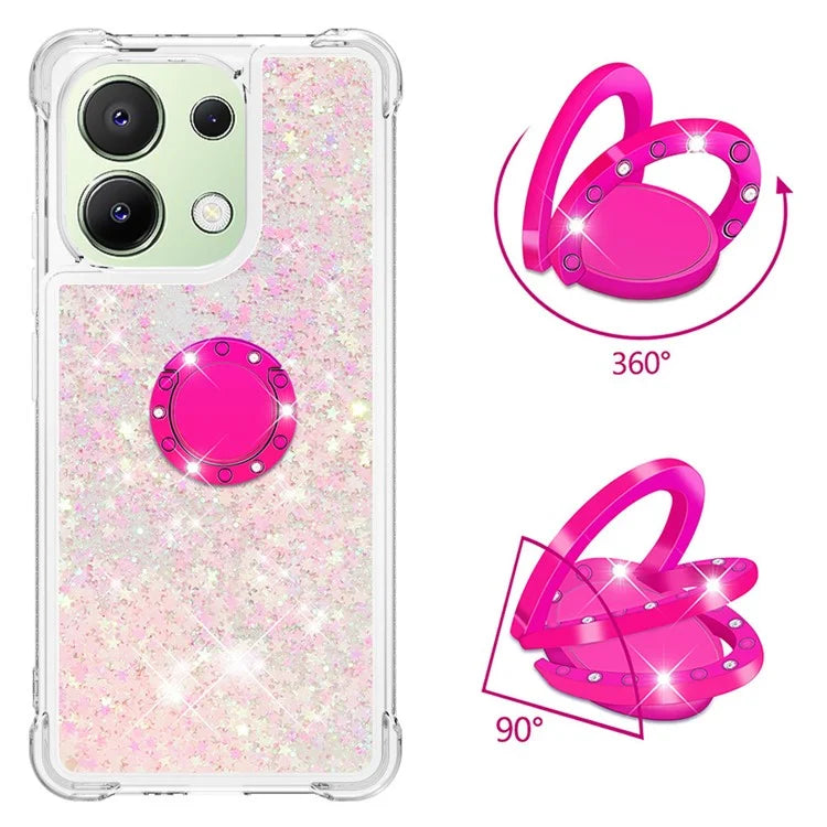 YB Quicksand Series-7 TPU Phone Case for Xiaomi Redmi Note 13 4G Kickstand Cover
