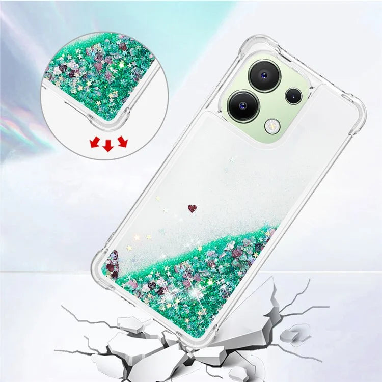 YB Quicksand Series-1 for Xiaomi Redmi Note 13 4G Shockproof TPU Phone Case Built-in Moving Sand Cover