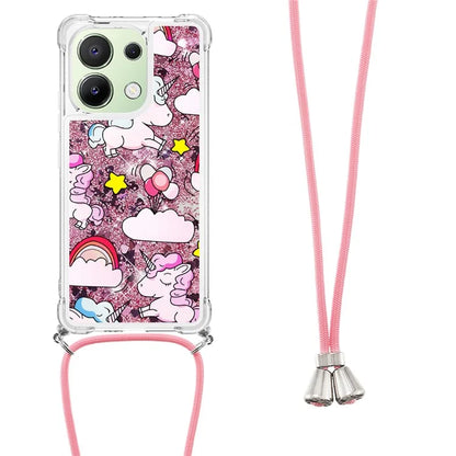 YB Quicksand Series-5 for Xiaomi Redmi Note 13 4G TPU Case Flowing Glittery Powder Phone Cover with Lanyard